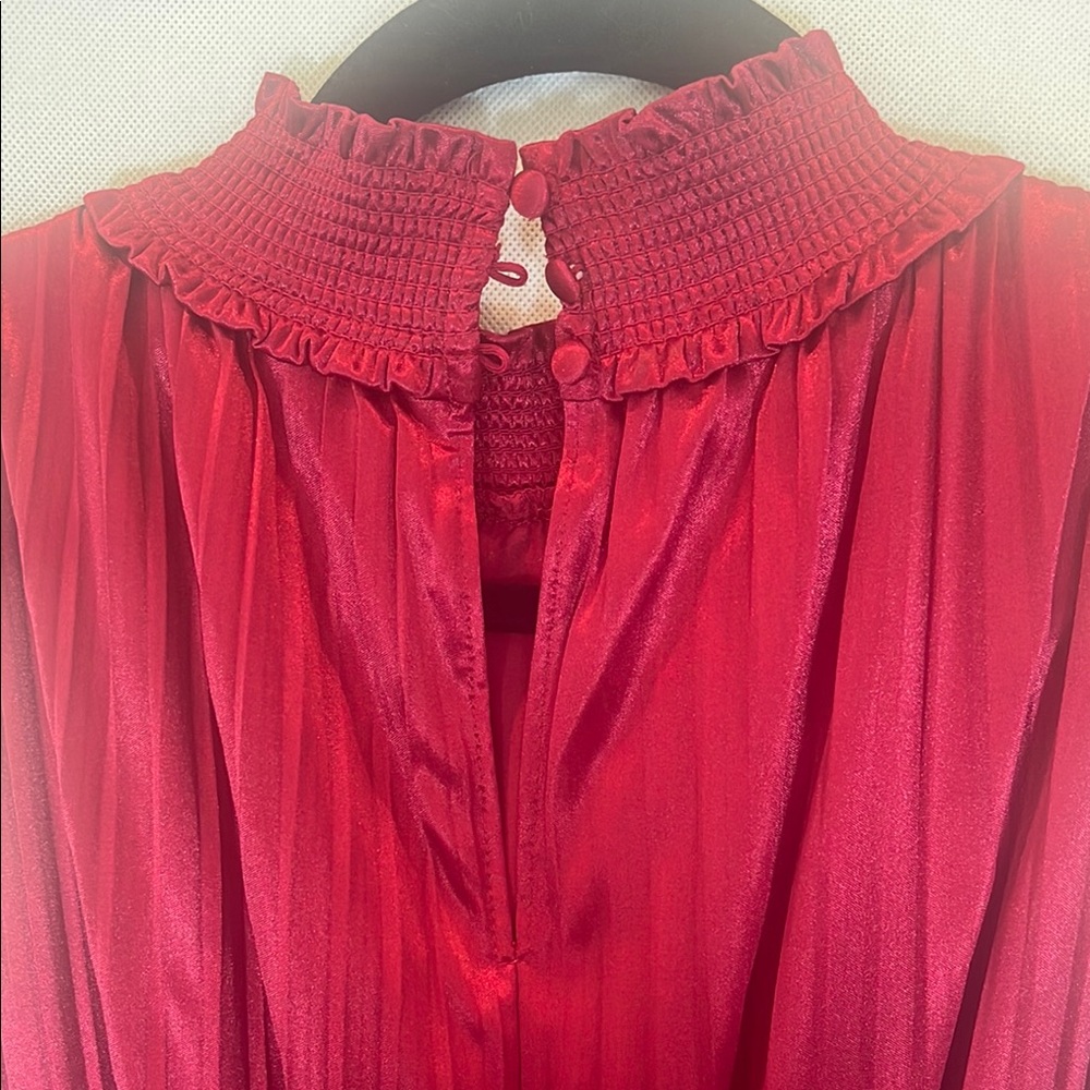 Nanette Lepore Red Pleated Ruched Sheath Dress - Picture 7 of 13